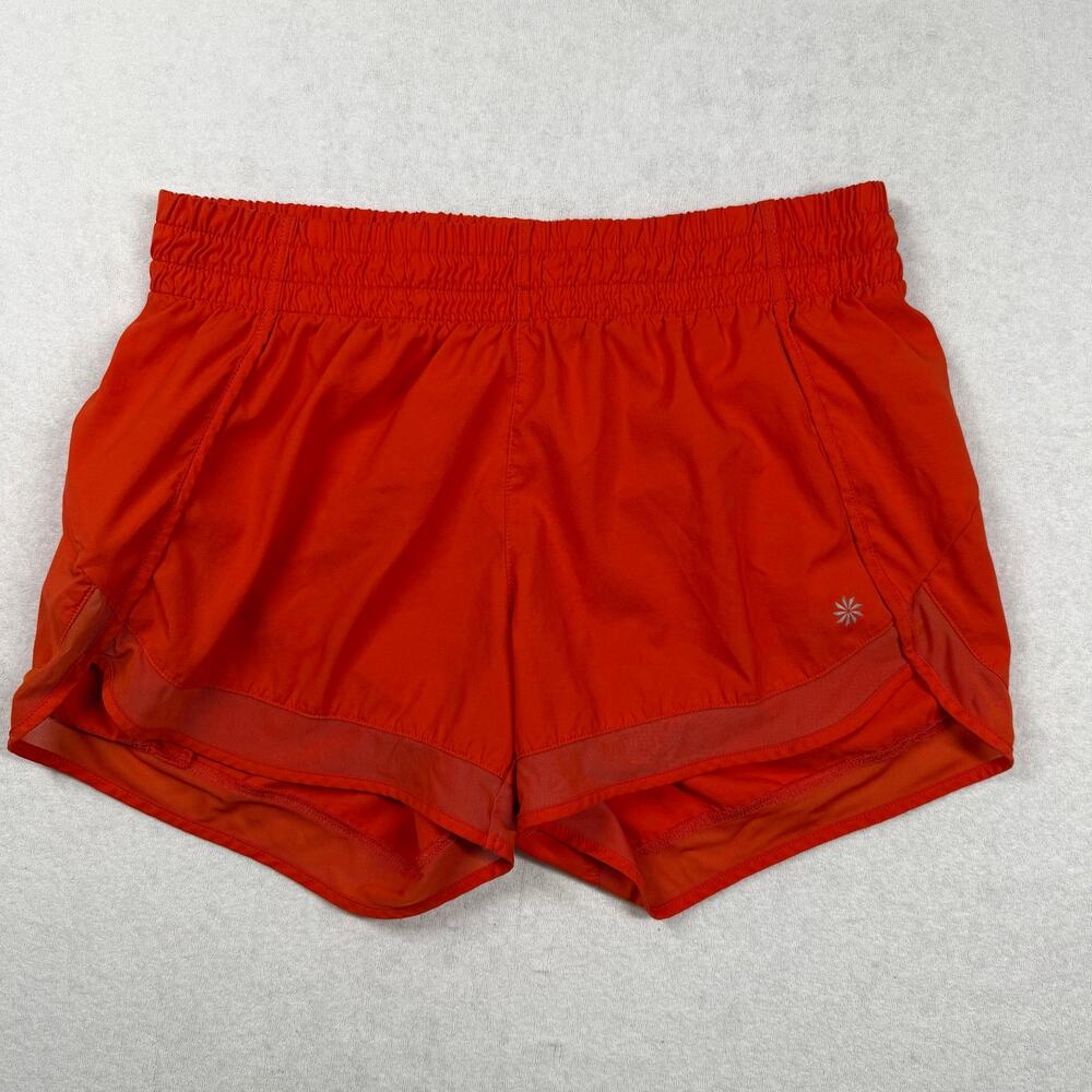 Athleta Mesh Racer Run Short 4” Women’s Small Orange Lined Running Shorts